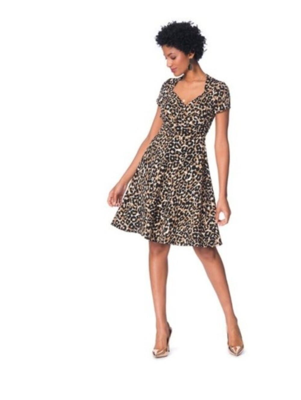 Leota Leopard Print Fit-and-Flare Dress - Brown & Black - Size 1L (14/16)